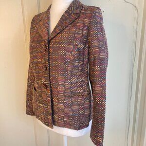 Tosca Couture Brown w/ Rainbow Beecomb  Pattern Jacket Petite